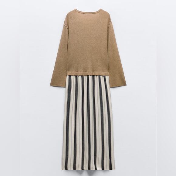 ZARA STRIPED COMBINATION KNIT DRESS - Picture 6 of 8